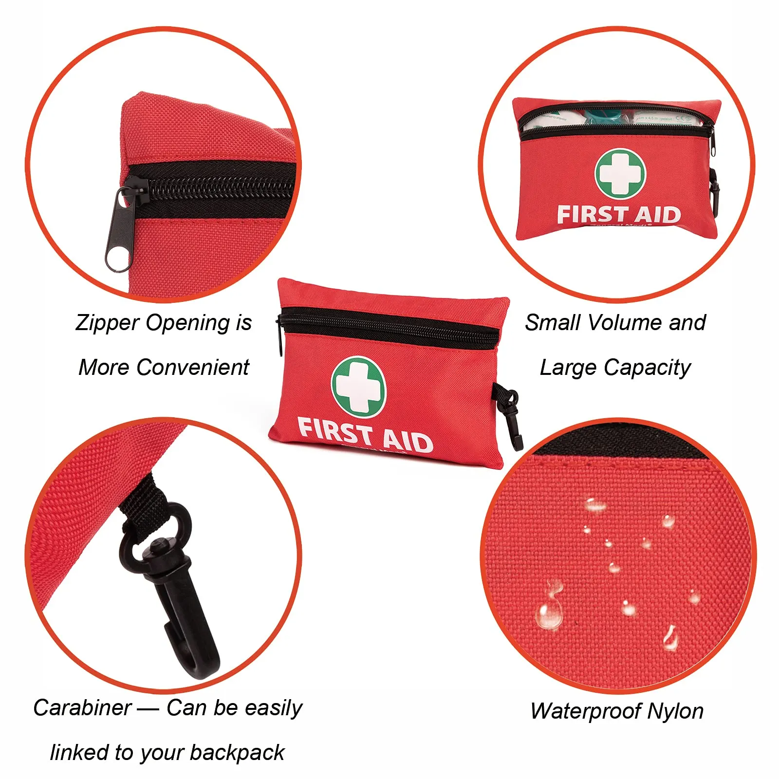 110 Pieces Small First Aid Kit - Includes Emergency Foil Blanket, Scissors for Travel, Home, Office, Vehicle, Camping, Workplace & Outdoor (Red) 110 Pieces