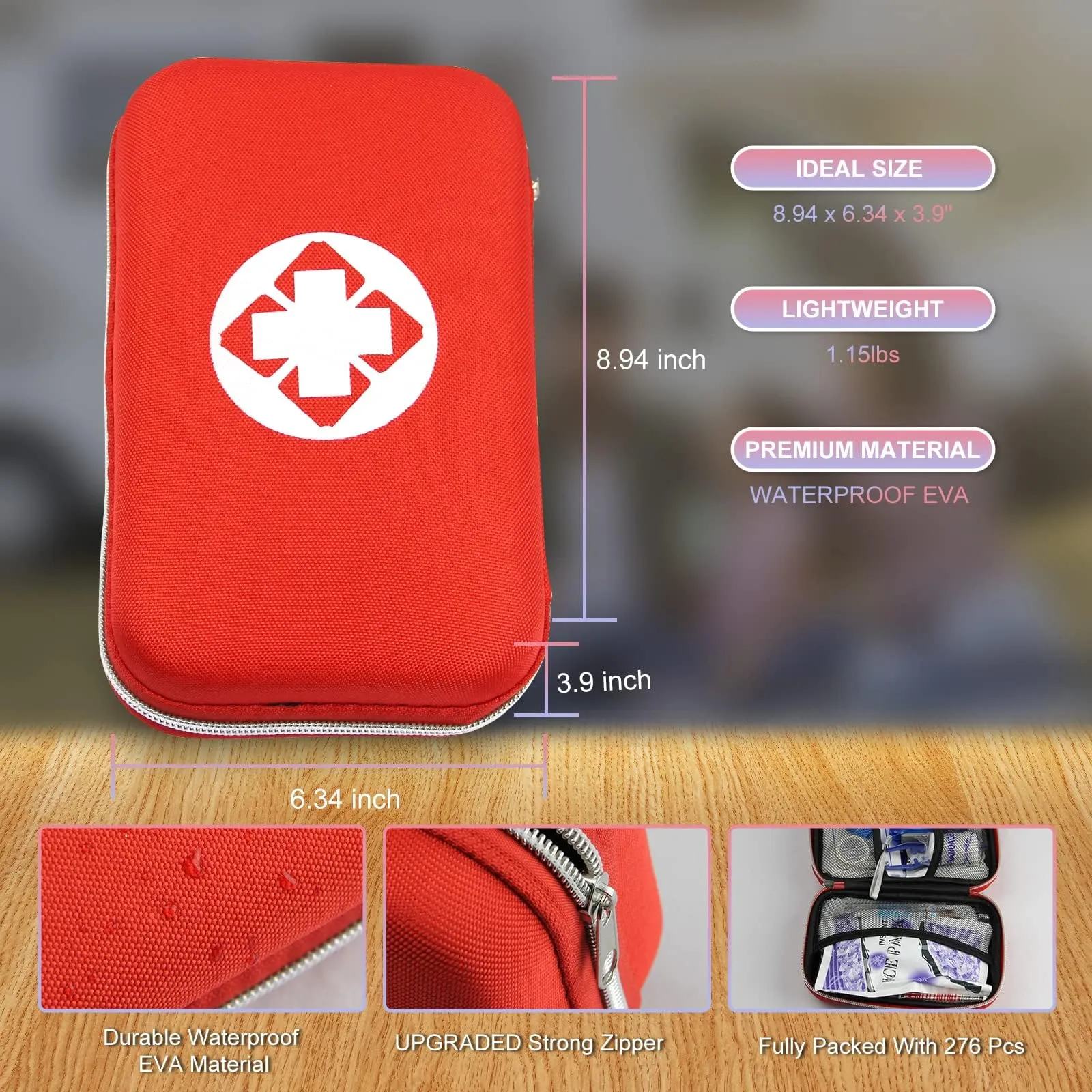 276PCS First Aid Kit Home Car Camping Hiking Emergency Supplies Small Compact Lovely Bag for School Outdoor, Basic Outdoor Essentials Survival Kit for Travel AMORNING 276Pcs