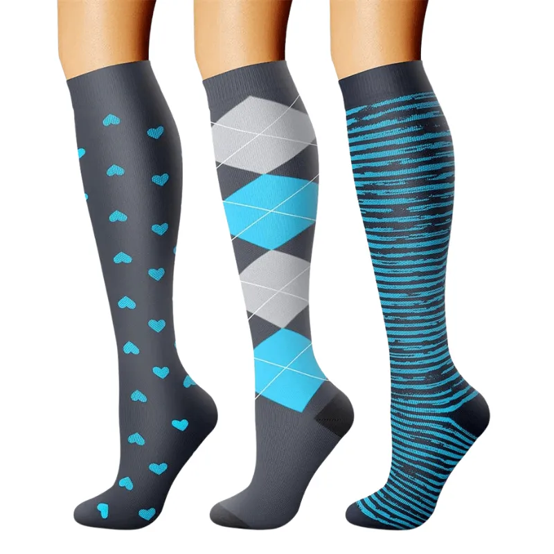 3 Pack High Compression Athletic Socks - Solid Design And Comfort