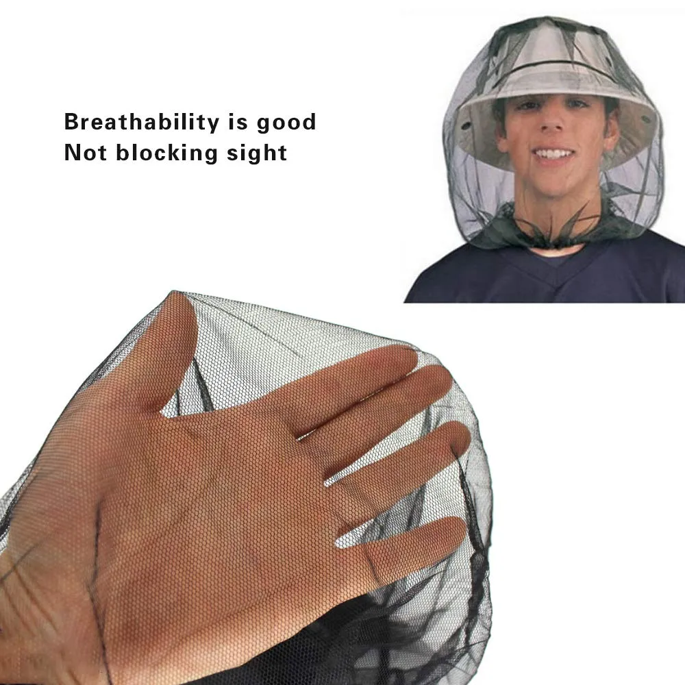 5 Pack Premium Mosquito Head Net Mesh Hat Face Netting Lightweight Durable Protective Cover Fly Insects Bugs Preventing for Camping Hiking Fishing Outdoor Activity