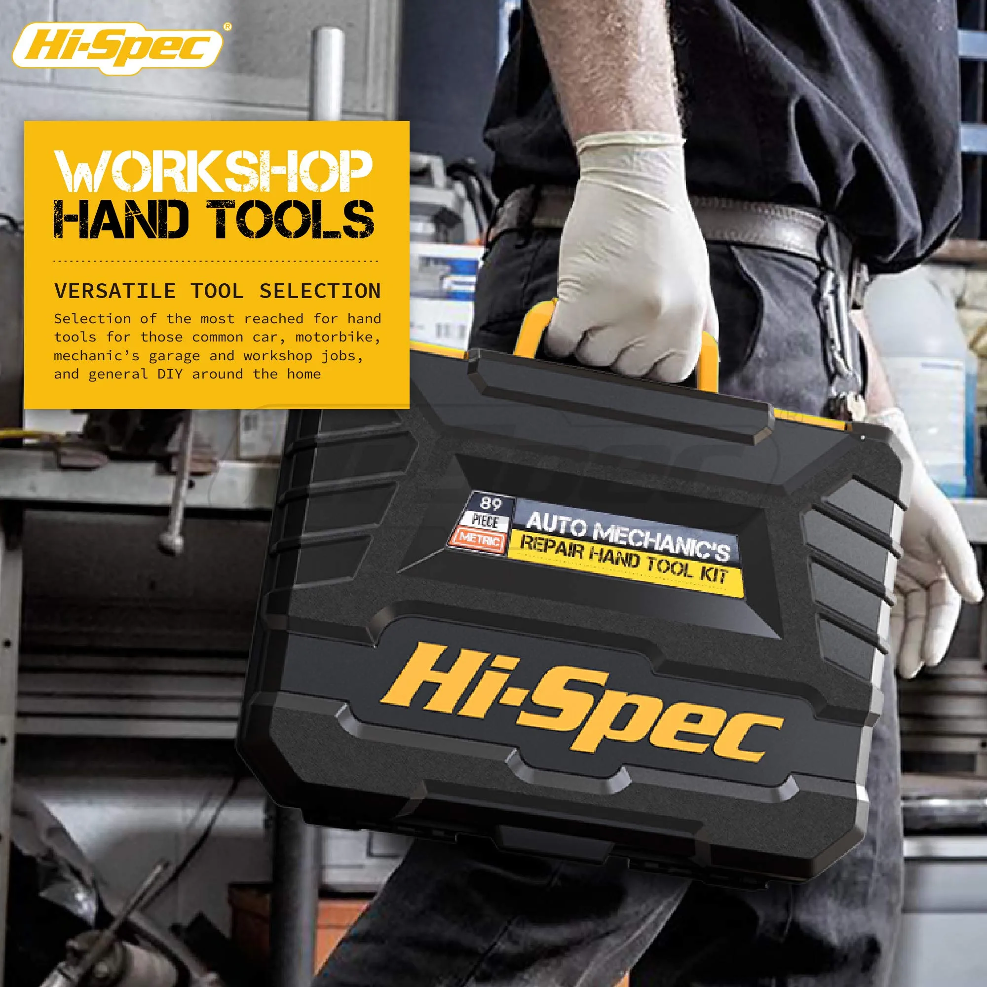 89pc Auto, Garage and Home Mechanics DIY Tool Kit Set. Comprehensive Hand Tools for Car and Motorcycle Repairs