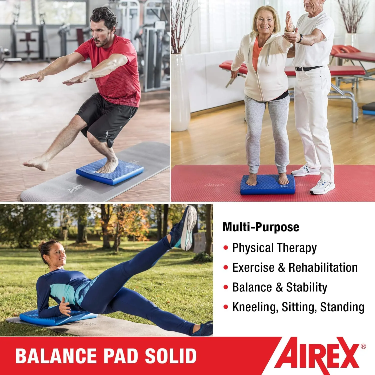AIREX Balance Pad  Stability Trainer for Balance, Stretching, Physical Therapy, Exercise, Mobility, Rehabilitation and Core Training Non-Slip Closed Cell Foam Premium Balance Pad