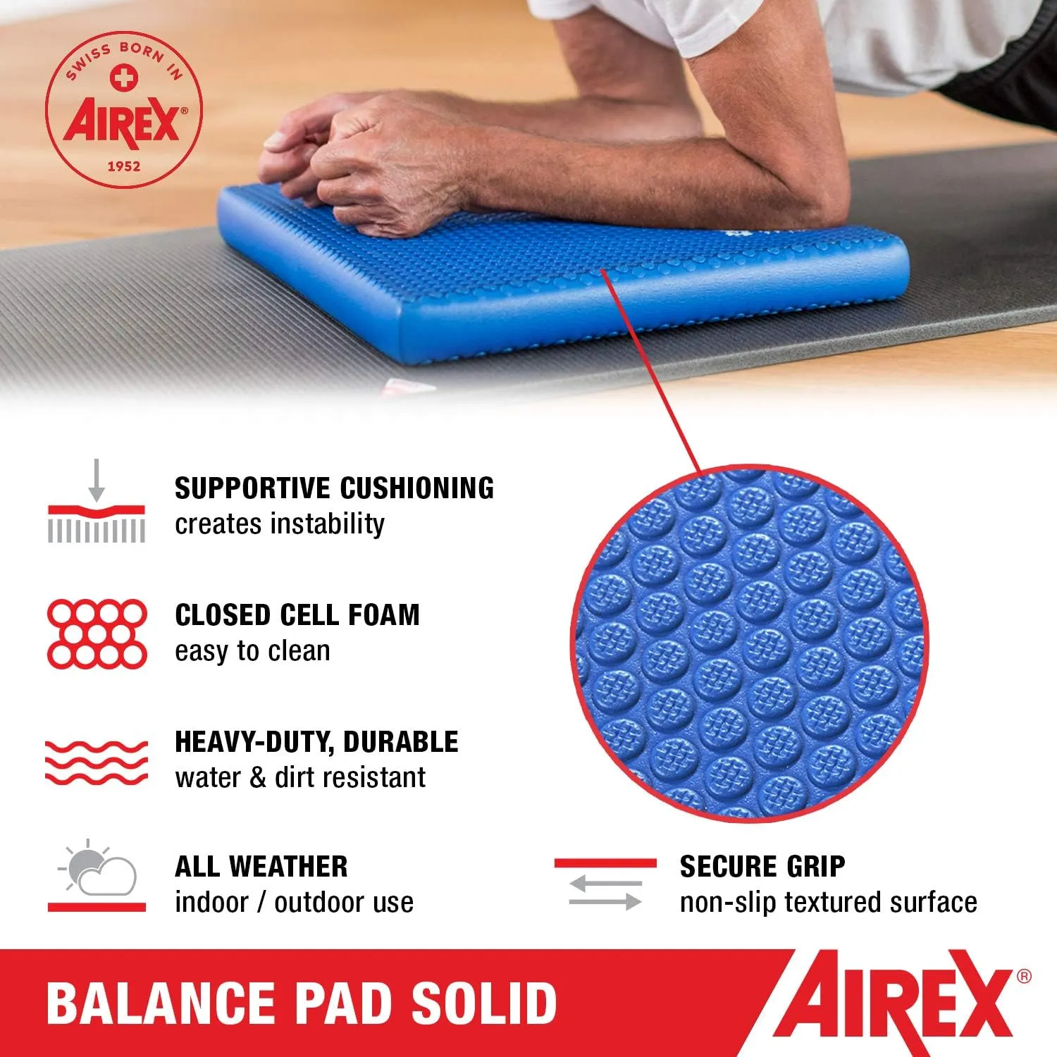 AIREX Balance Pad  Stability Trainer for Balance, Stretching, Physical Therapy, Exercise, Mobility, Rehabilitation and Core Training Non-Slip Closed Cell Foam Premium Balance Pad