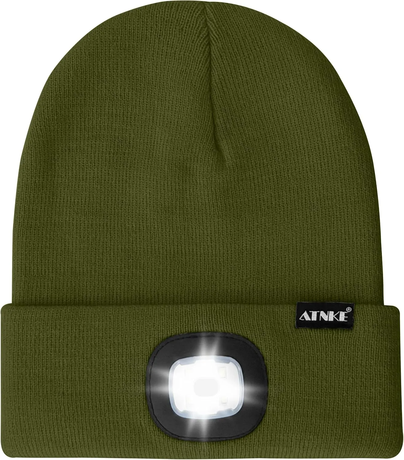 ATNKE LED Lighted Beanie Hat,USB Rechargeable 4 LED Running Headlamp Lined Fleece Cap with Light Gift for Men and Women