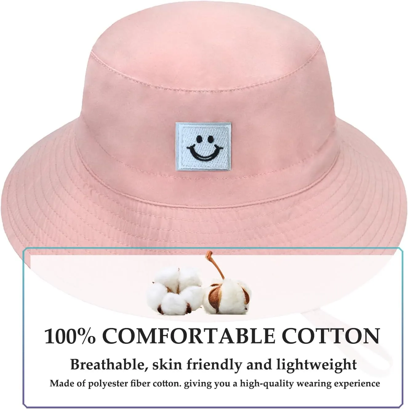 Baby Sun Hat Smiling Face UPF 50  Beach Toddler Bucket Hat for Baby Boys and Girls, Toddler Kids Wide Brim Sun Hats Cap