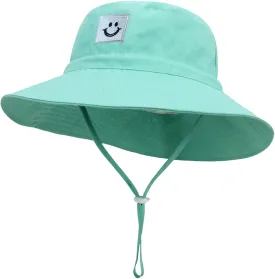 Baby Sun Hat Smiling Face UPF 50  Beach Toddler Bucket Hat for Baby Boys and Girls, Toddler Kids Wide Brim Sun Hats Cap