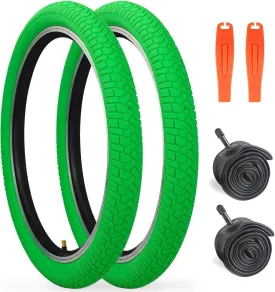 Bike Tire 20 Inch Tires 2 Pack 20 x 2.125 Folding Bead Replacement Tyre with 20 Inch Inner Tubes for 20" Bicycles, MTB, Mountain Bike, BMX