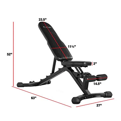 CAP Barbell Adjustable Utility Weight Bench, Crescent Shaped BackPad