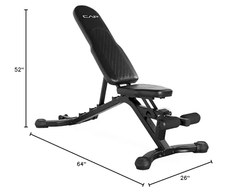 CAP Barbell Adjustable Utility Weight Bench, Crescent Shaped BackPad