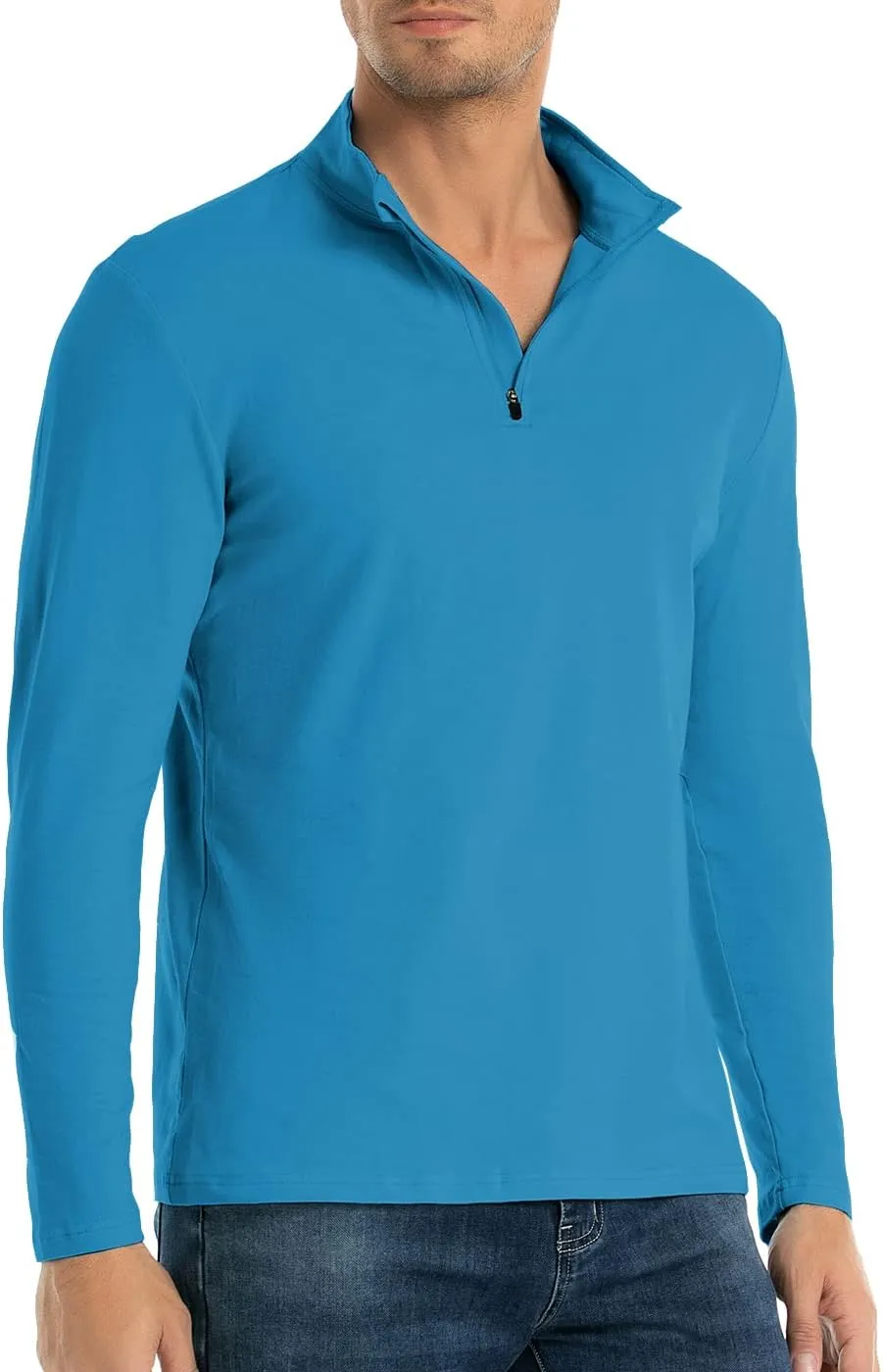 CARWORNIC Men's 1/4 Zip Pullover Long Sleeve Shirt Casual Slim Fit Stretch Cotton Mock Neck Work Golf Shirts