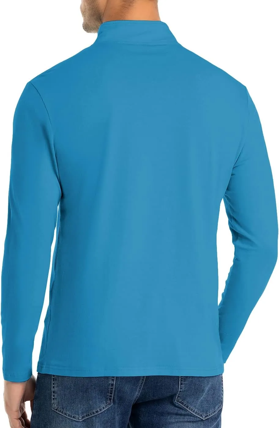 CARWORNIC Men's 1/4 Zip Pullover Long Sleeve Shirt Casual Slim Fit Stretch Cotton Mock Neck Work Golf Shirts