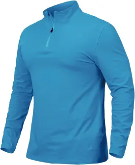 CARWORNIC Men's 1/4 Zip Pullover Long Sleeve Shirt Casual Slim Fit Stretch Cotton Mock Neck Work Golf Shirts