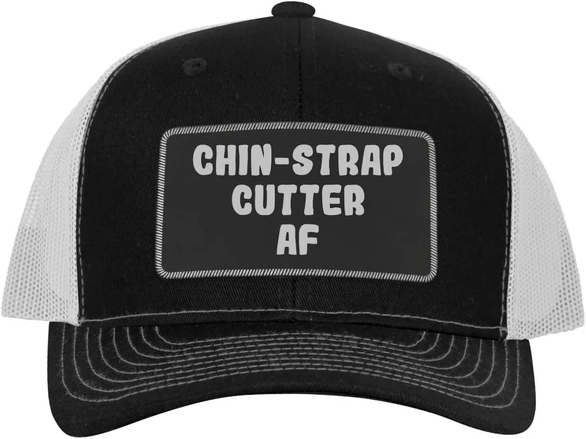 Chin-Strap Cutter AF - Leather Black Patch Engraved Trucker Hat