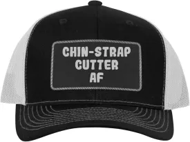 Chin-Strap Cutter AF - Leather Black Patch Engraved Trucker Hat