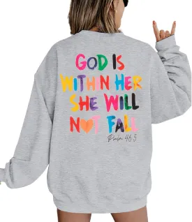 Christian Sweatshirt for Women Bible Verse Shirts Faith Pullover Inspirational Long Sleeve Shirts Casual Tops