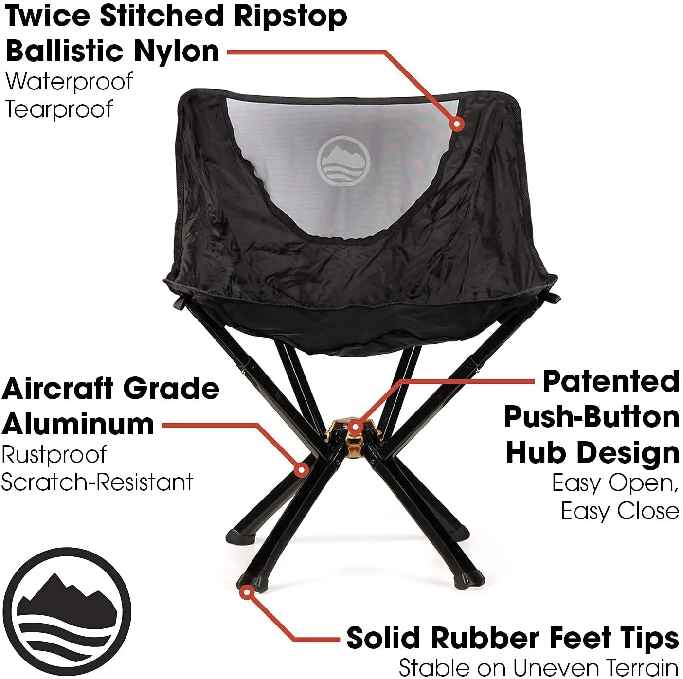 CLIQ Camping Chair - Most Funded Portable Chair in Crowdfunding History. | Bottle Sized Compact Outdoor Chair | Sets up in 5 Seconds | Supports 300Lbs | Aircraft Grade Aluminum