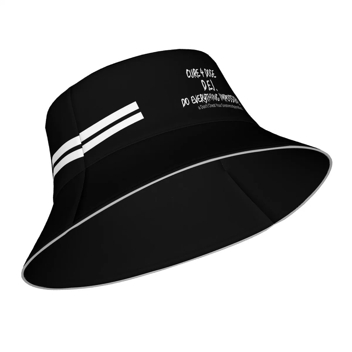 Cure 4 Doge White Logo & Stripes Reflective Bucket Hat