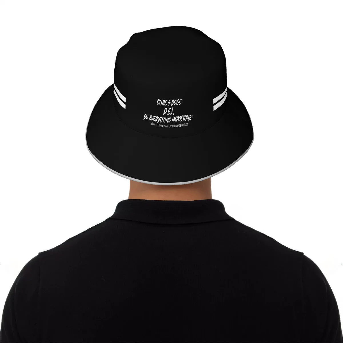 Cure 4 Doge White Logo & Stripes Reflective Bucket Hat