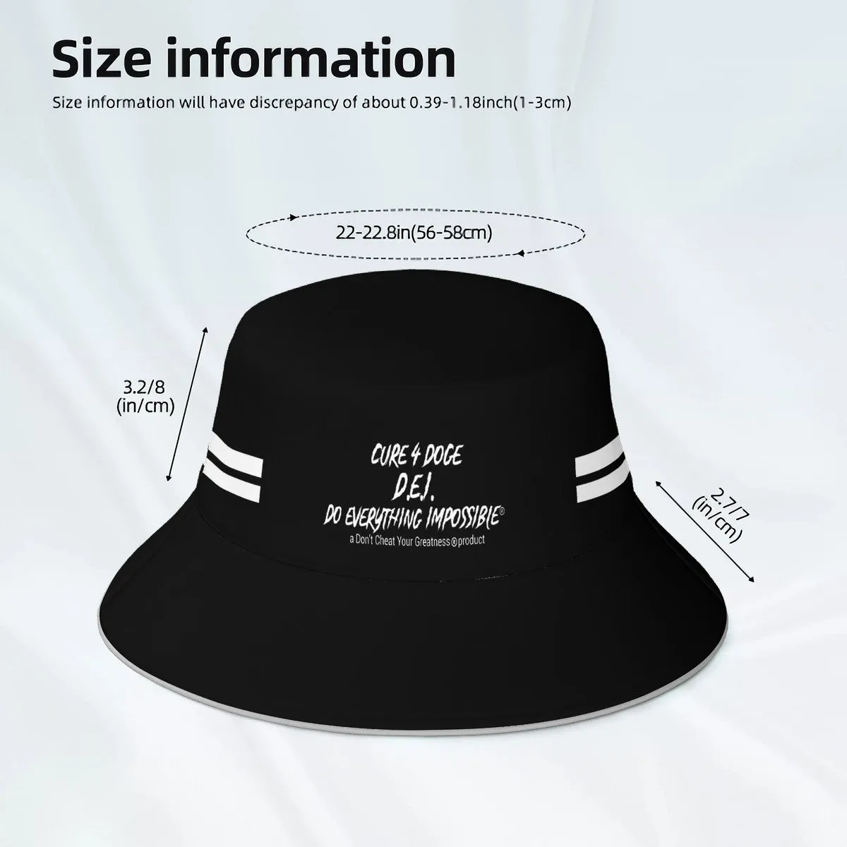 Cure 4 Doge White Logo & Stripes Reflective Bucket Hat