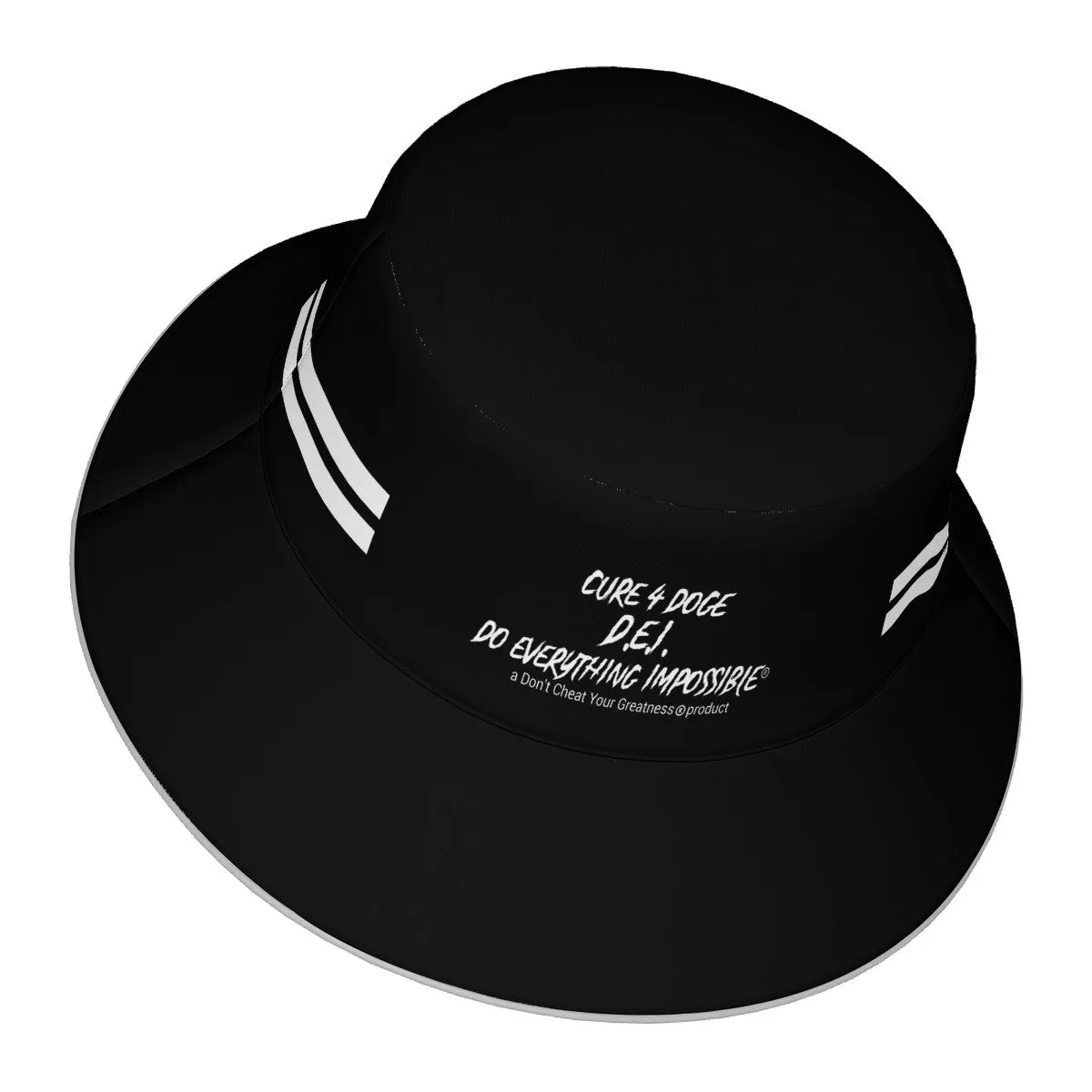 Cure 4 Doge White Logo & Stripes Reflective Bucket Hat
