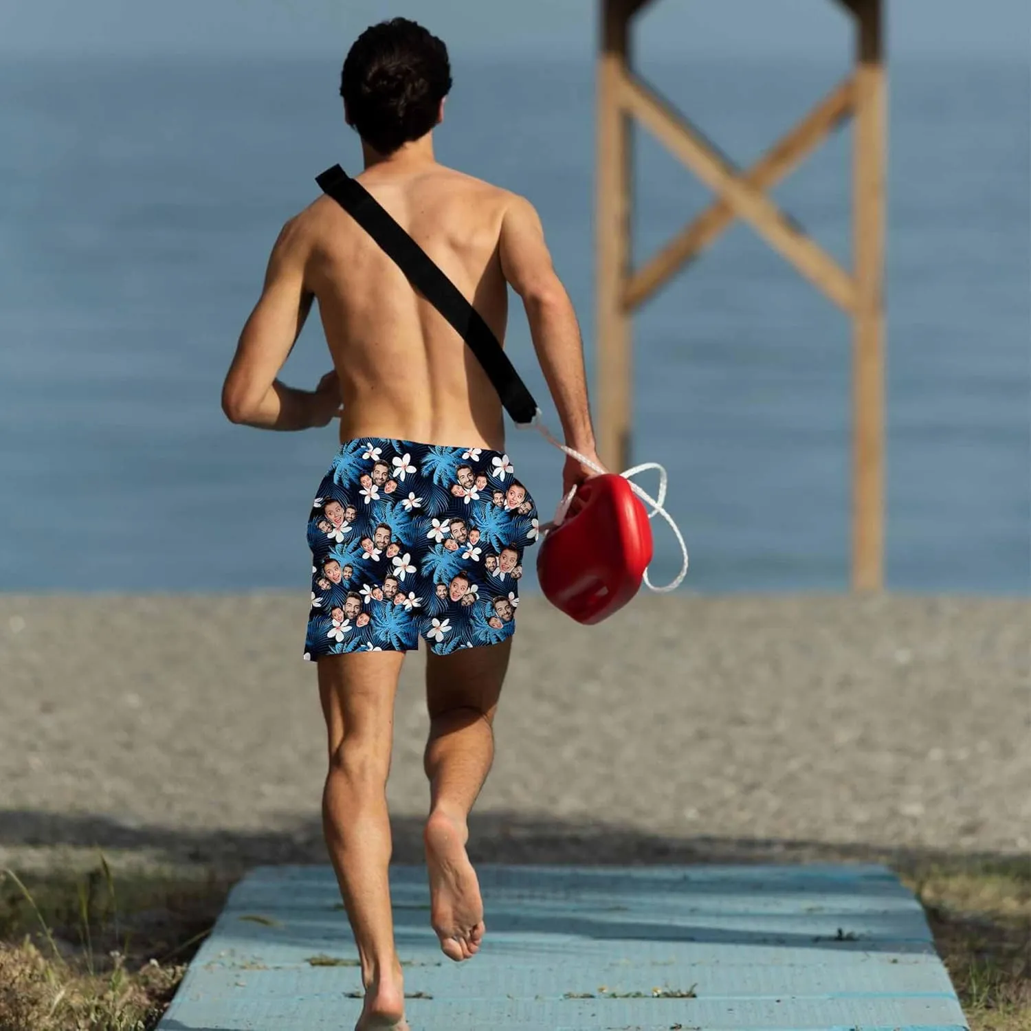 Custom Face Swim Trunks Men Funny Personalized Photo Print American Flag Swim Trunks Shorts Birthday Gifts for Men