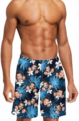 Custom Face Swim Trunks Men Funny Personalized Photo Print American Flag Swim Trunks Shorts Birthday Gifts for Men
