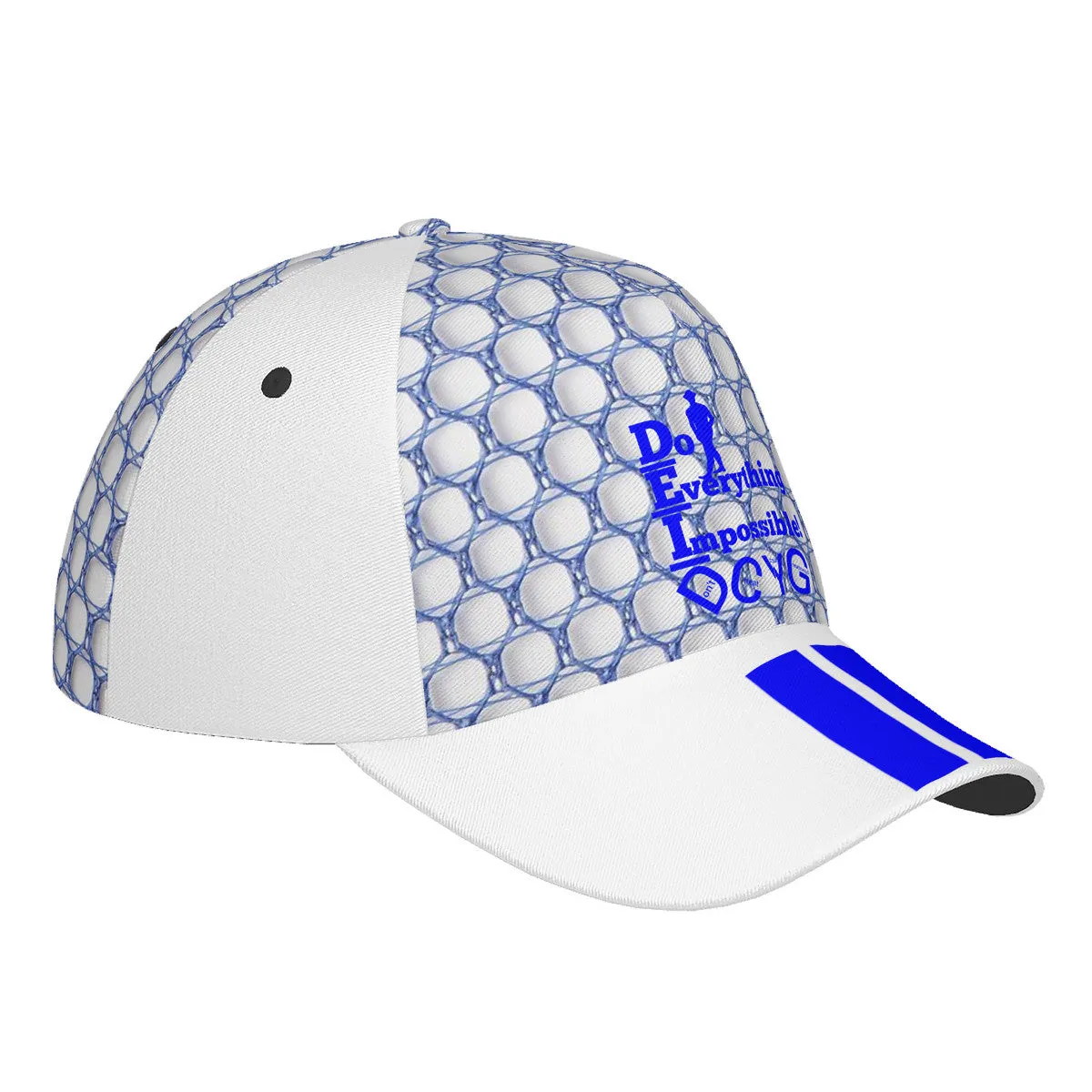 DEI 24 BM Blue logo & White Curved Brim Baseball Cap (AOP)