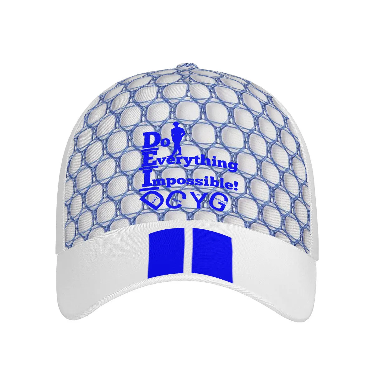 DEI 24 BM Blue logo & White Curved Brim Baseball Cap (AOP)