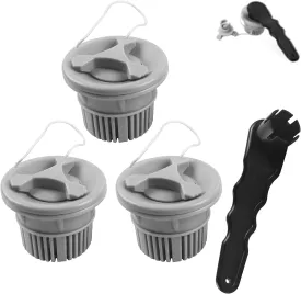 Double Seal 6-Groove Air Valve, 3PCs Universal Kayak Boat Air Valve with Black Wrench for Inflatable Boat Raft Dinghy Kayak Canoe Rafts (Grey Air Valve)