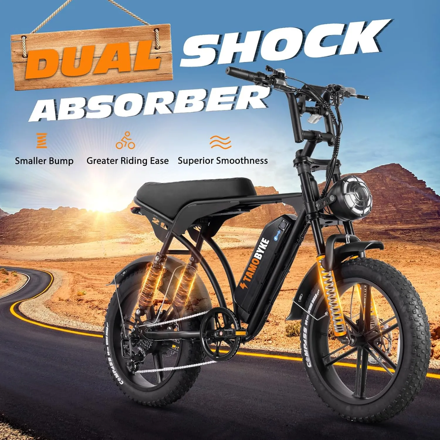 Electric Bike for Adults, Powerful 1000-2000W Motor, 20-24'' Fat Tire Ebikes, 48V15.6-31.2AH Battery,28-34MPH Speed, Full Suspension Hydralic Brakes Electric Dirt Bike