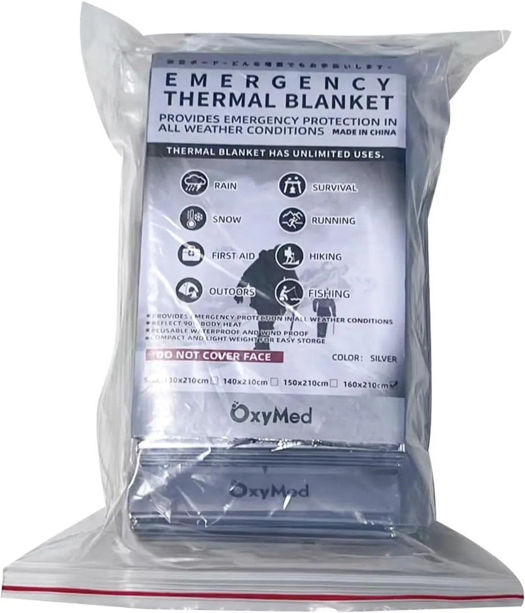 Emergency Thermal Blanket, 160 * 210 cm, Survival kit for Camping Warehouse Emergency Survival Safety (6 Pack)