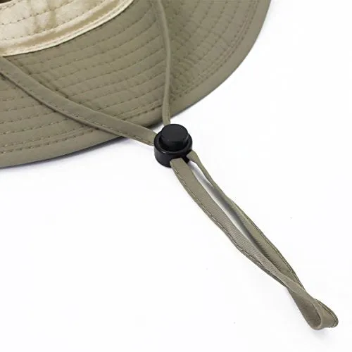 EONPOW Windproof Fishing Hats UPF50  UV Protection Sun Cap Outdoor Bucket Mesh Hat 56-61cm Dark-Khaki