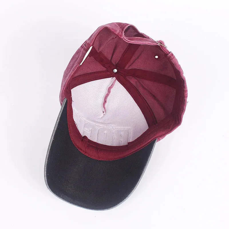 European Unisex Washed Old Cotton ROCK Letter Baseball Cap Embroidery Men And Women Cap Outdoor Sun Hat Adjustable
