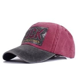 European Unisex Washed Old Cotton ROCK Letter Baseball Cap Embroidery Men And Women Cap Outdoor Sun Hat Adjustable