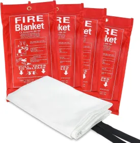 Fire Blankets Emergency - 4 Pack 40"x40" for Home and Kitchen, Fire Retardant, Fiberglass, Extinguisher, Fireproof for Camping