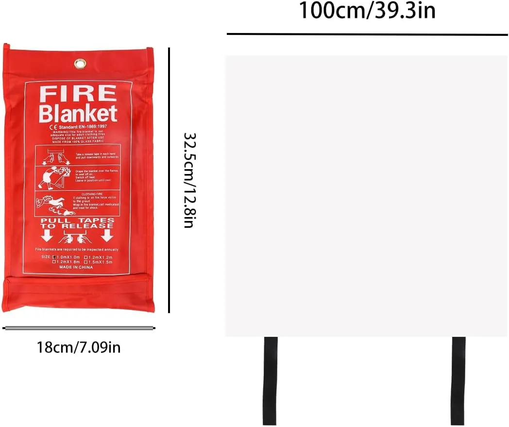 Fire Blankets Emergency - 4 Pack 40"x40" for Home and Kitchen, Fire Retardant, Fiberglass, Extinguisher, Fireproof for Camping
