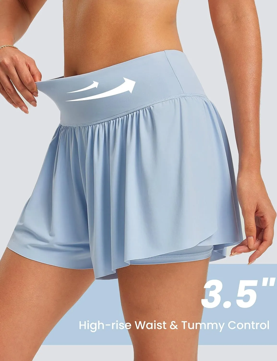 FitsT4 Sports Womens Swim Shorts High Waisted Board Shorts Stretch UPF50  Bathing Swimsuit Bottoms Tummy Control with Liner