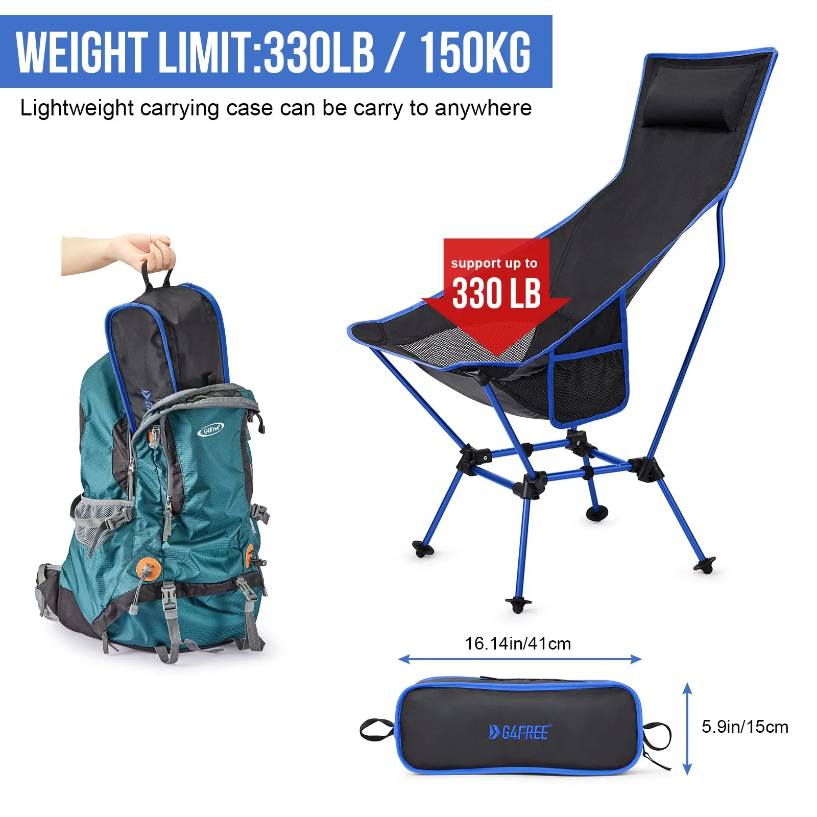G4Free Lightweight Portable High Back Camp Chair