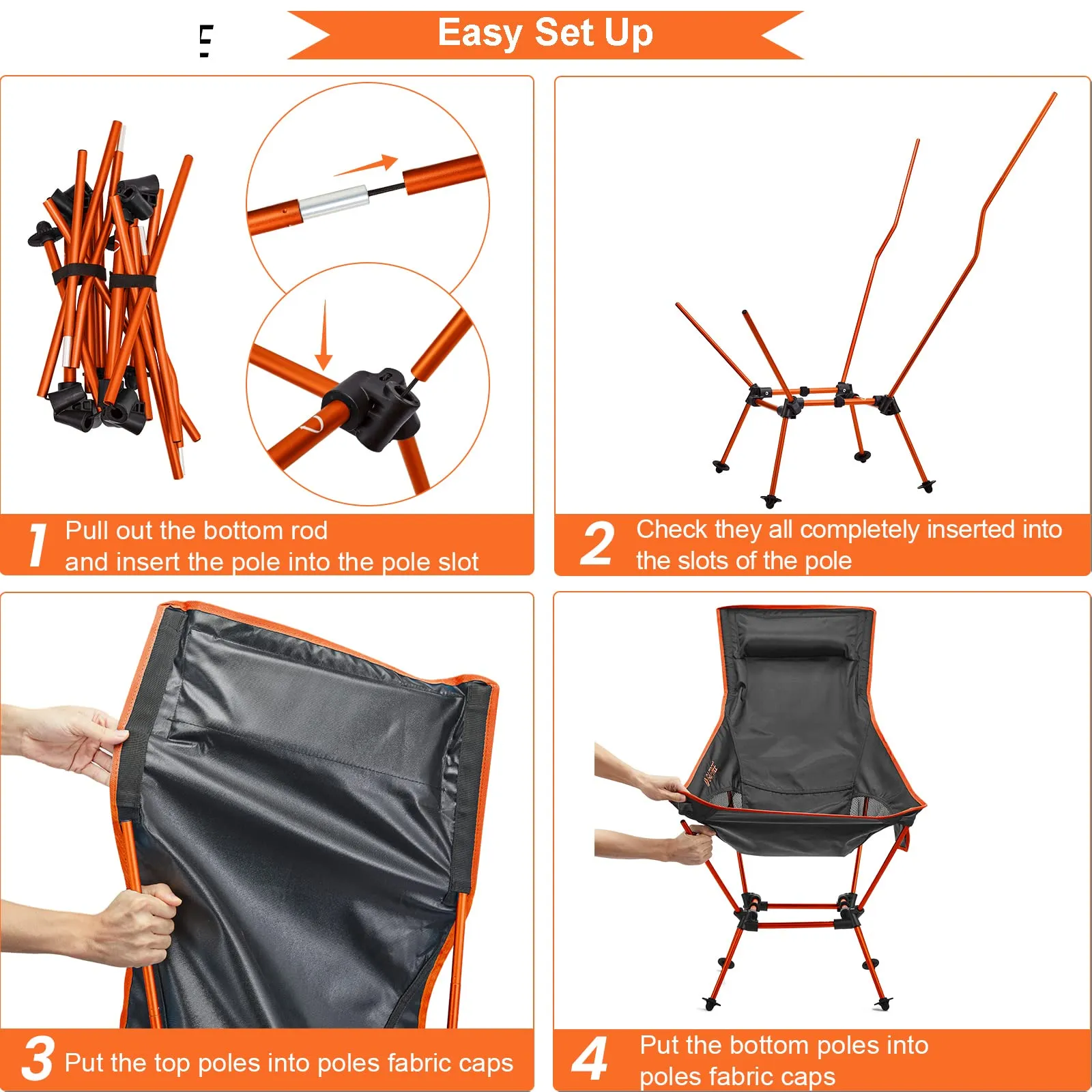 G4Free Lightweight Portable High Back Camp Chair
