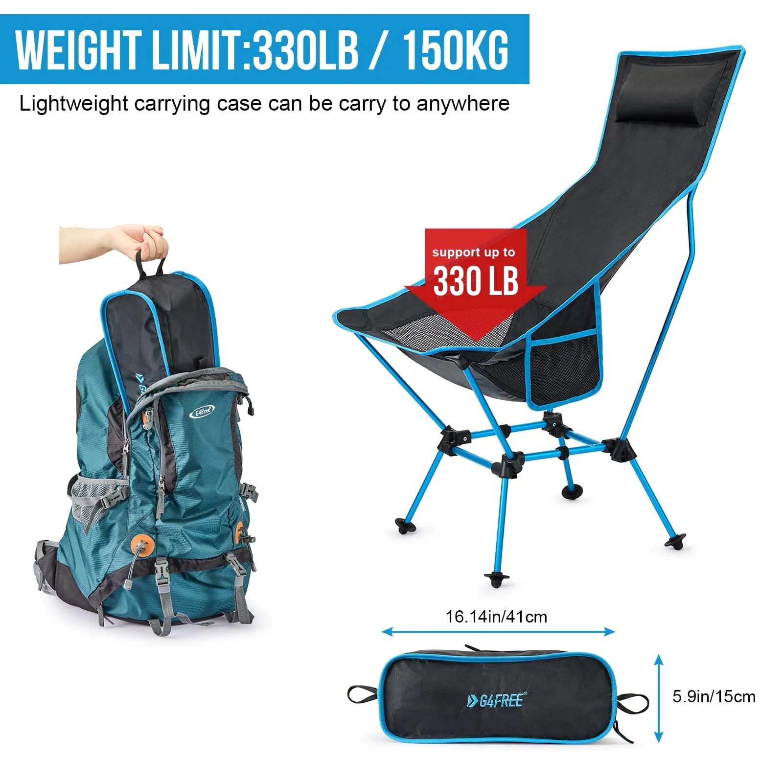 G4Free Lightweight Portable High Back Camp Chair