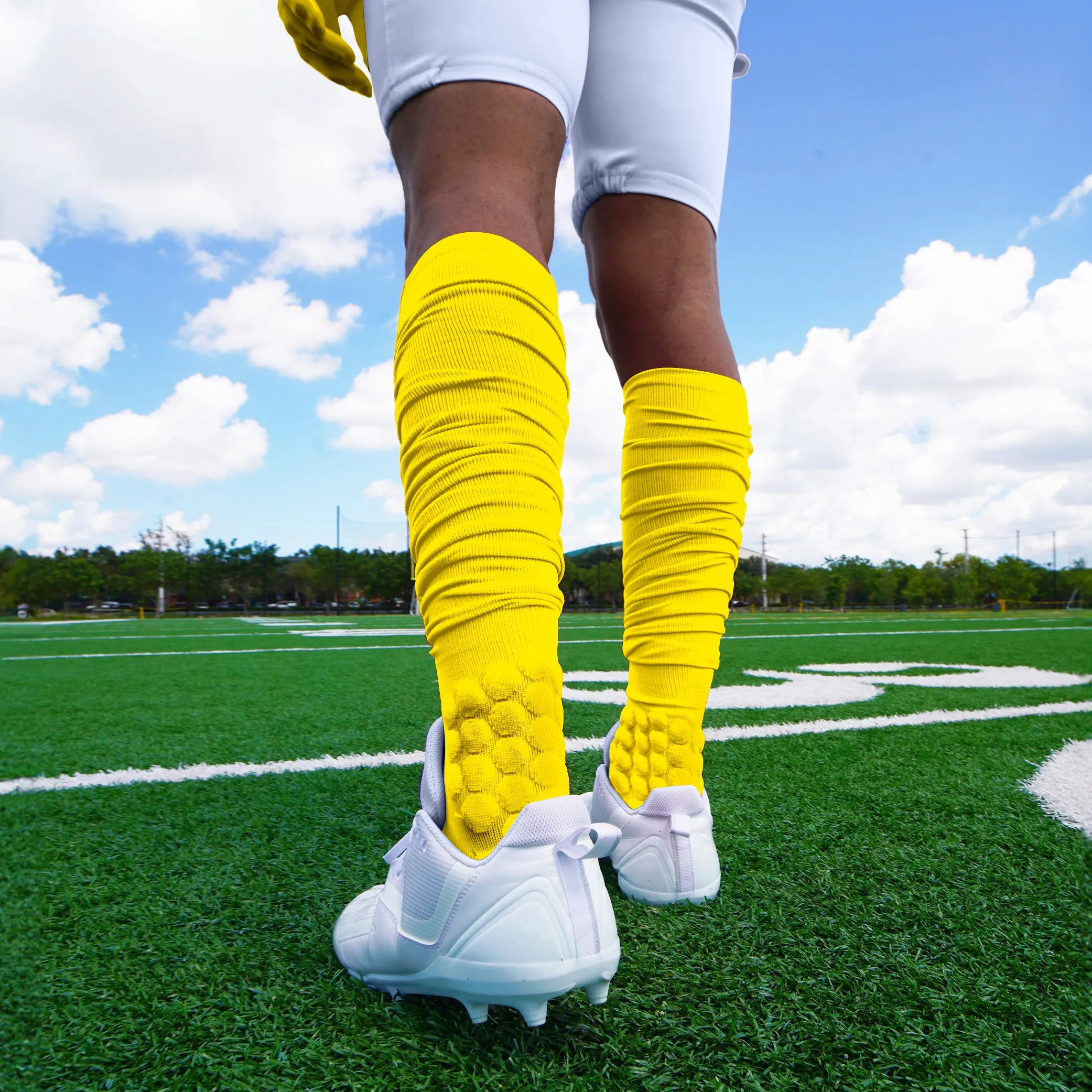 Hue Yellow Football Padded Long Socks