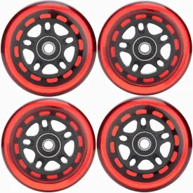 Inline Skate Wheels Outdoor & Indoor Inline Skate Replacement Wheels 85a Roller Hockey Wheels w/Bearings ABEC-9 & Floating Spacers, 64mm 70mm 72mm 76mm 80mm 84mm 90mm Dia, 4-Pack (76mm, Red)
