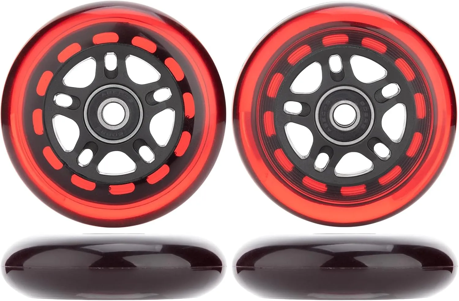 Inline Skate Wheels Outdoor & Indoor Inline Skate Replacement Wheels 85a Roller Hockey Wheels w/Bearings ABEC-9 & Floating Spacers, 64mm 70mm 72mm 76mm 80mm 84mm 90mm Dia, 4-Pack (76mm, Red)