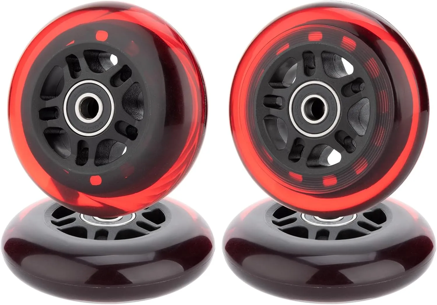 Inline Skate Wheels Outdoor & Indoor Inline Skate Replacement Wheels 85a Roller Hockey Wheels w/Bearings ABEC-9 & Floating Spacers, 64mm 70mm 72mm 76mm 80mm 84mm 90mm Dia, 4-Pack (76mm, Red)