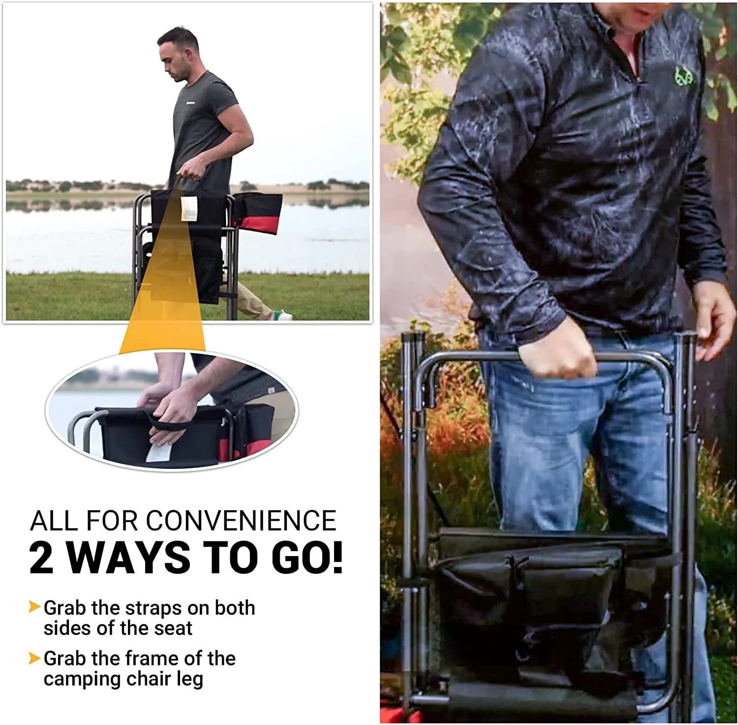 Kingcamp Heavy Duty Camping Directors Chairs Supports 400Lbs for Adults, Padded Folding Portable Camping Chair with Side Table Storage Pockets Carry Straps