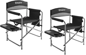 Kingcamp Heavy Duty Camping Directors Chairs Supports 400Lbs for Adults, Padded Folding Portable Camping Chair with Side Table Storage Pockets Carry Straps