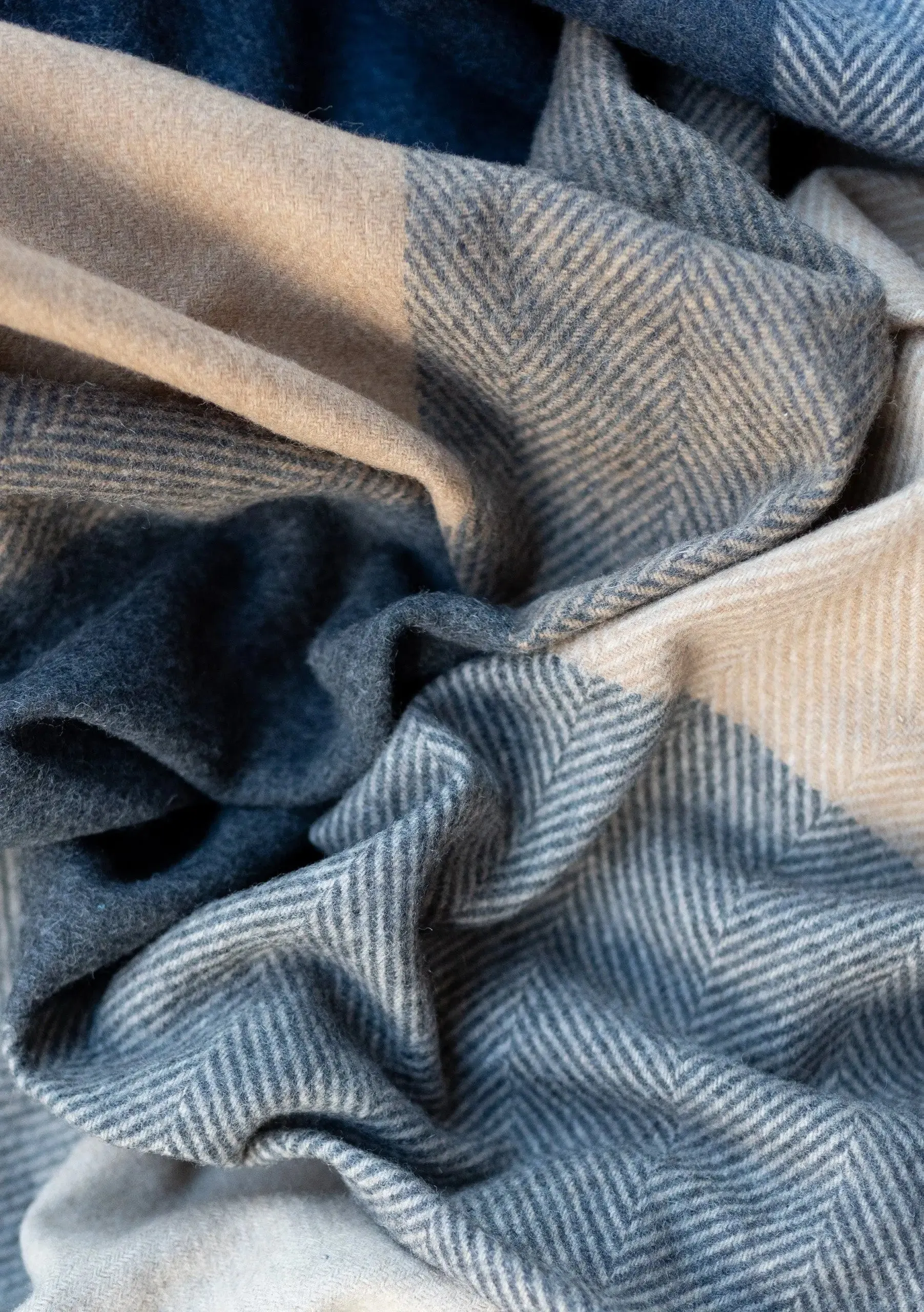 Large Check Blankets in Brushed Wool