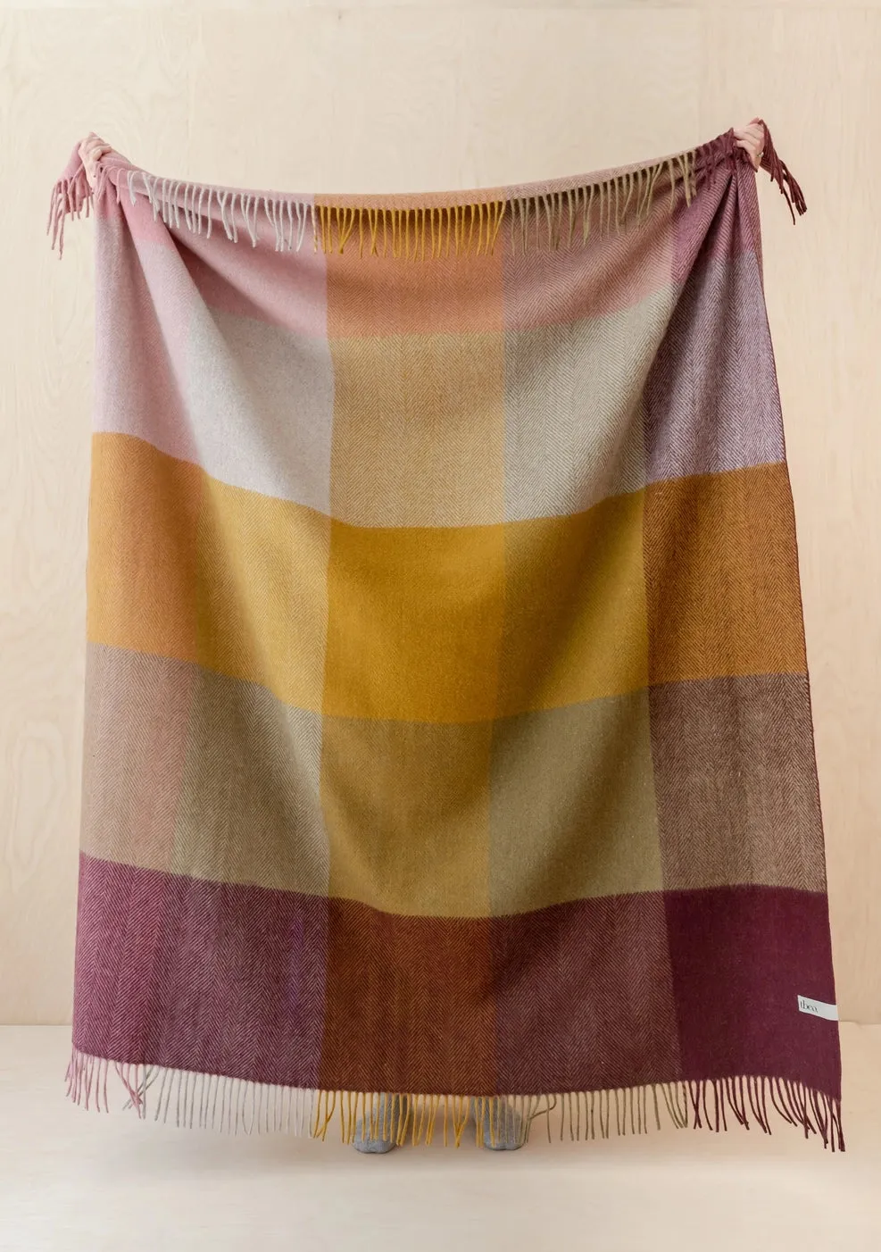 Large Check Blankets in Brushed Wool