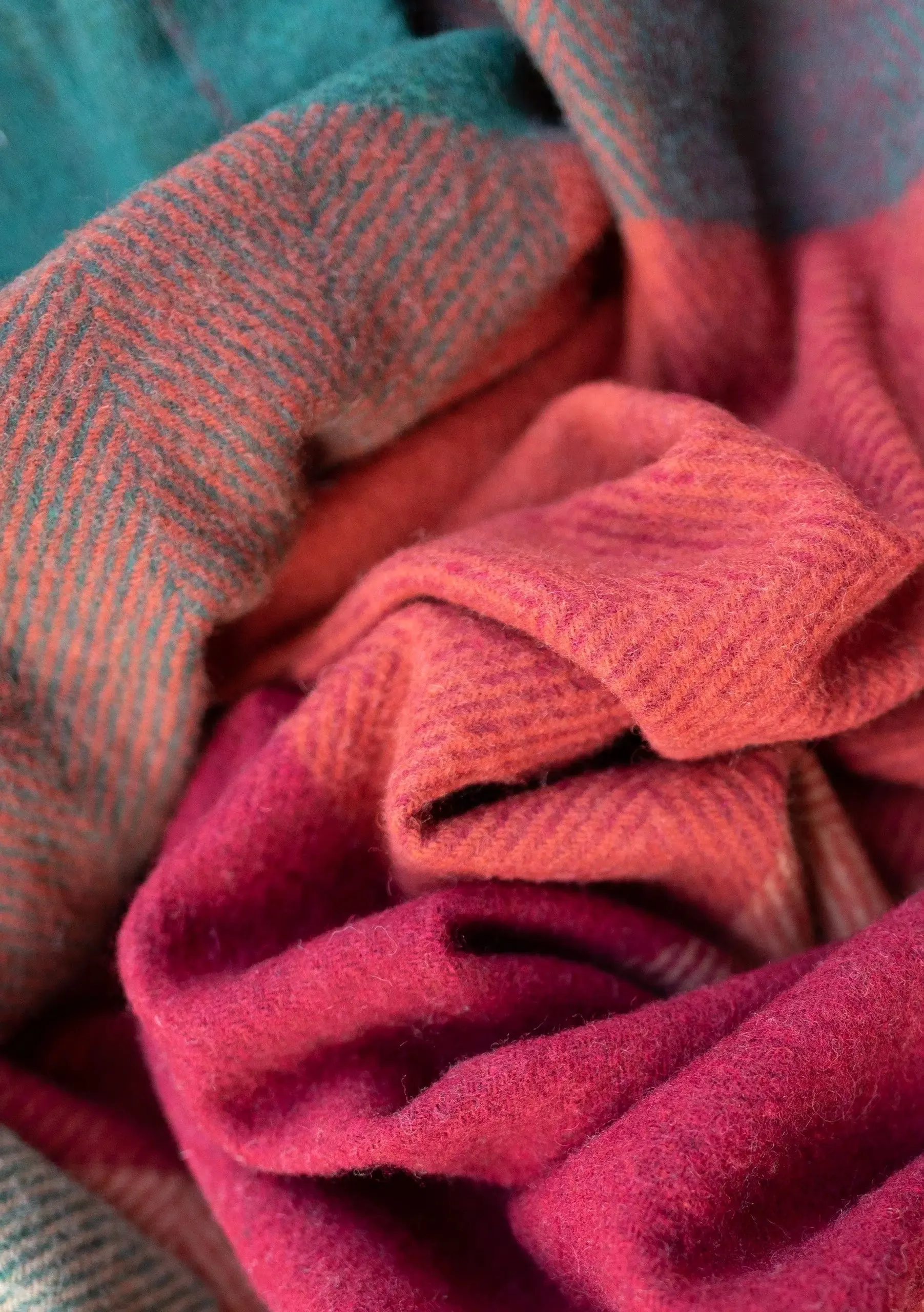 Large Check Blankets in Brushed Wool