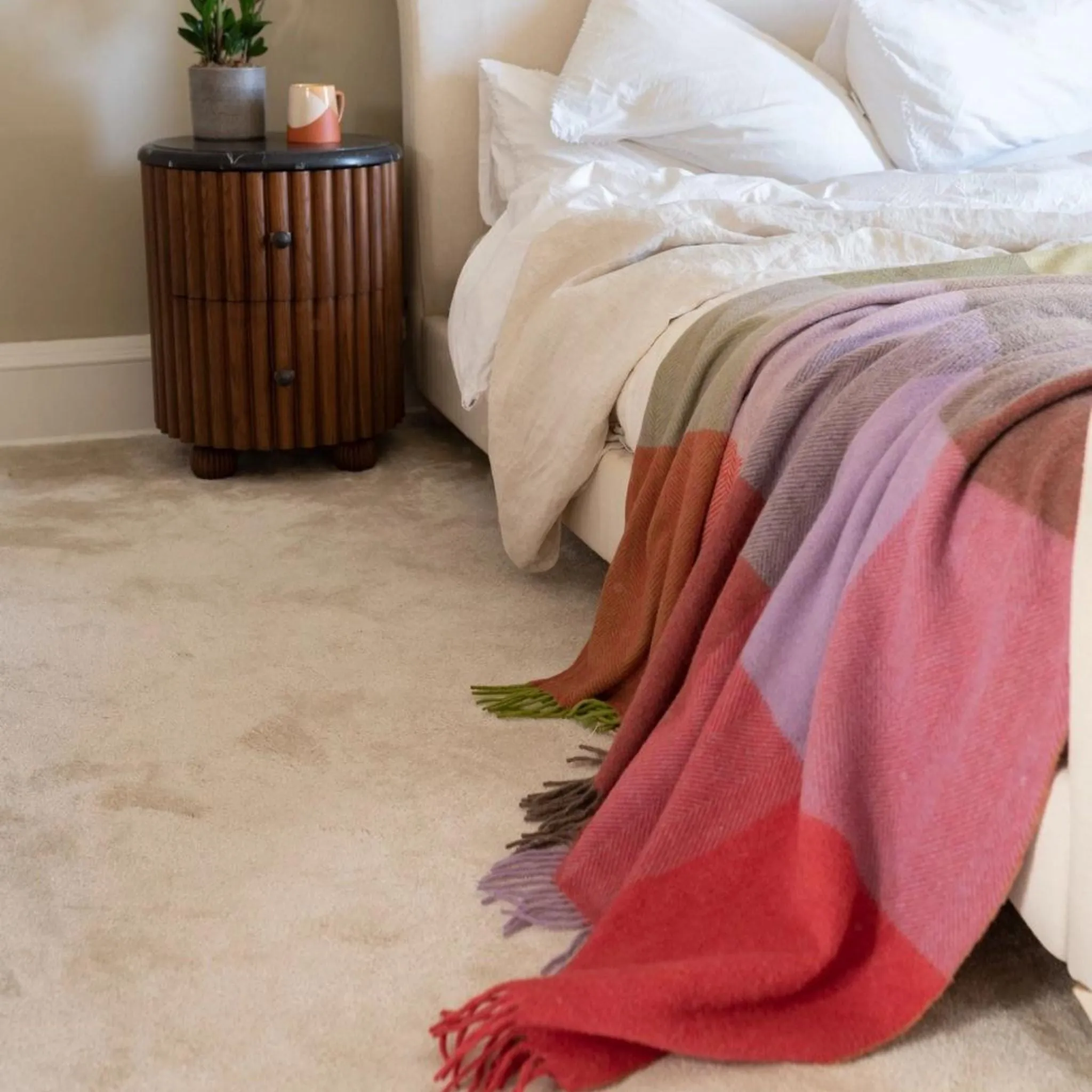 Large Check Blankets in Brushed Wool